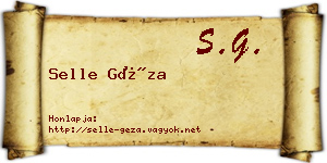 Selle Géza névjegykártya