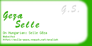 geza selle business card